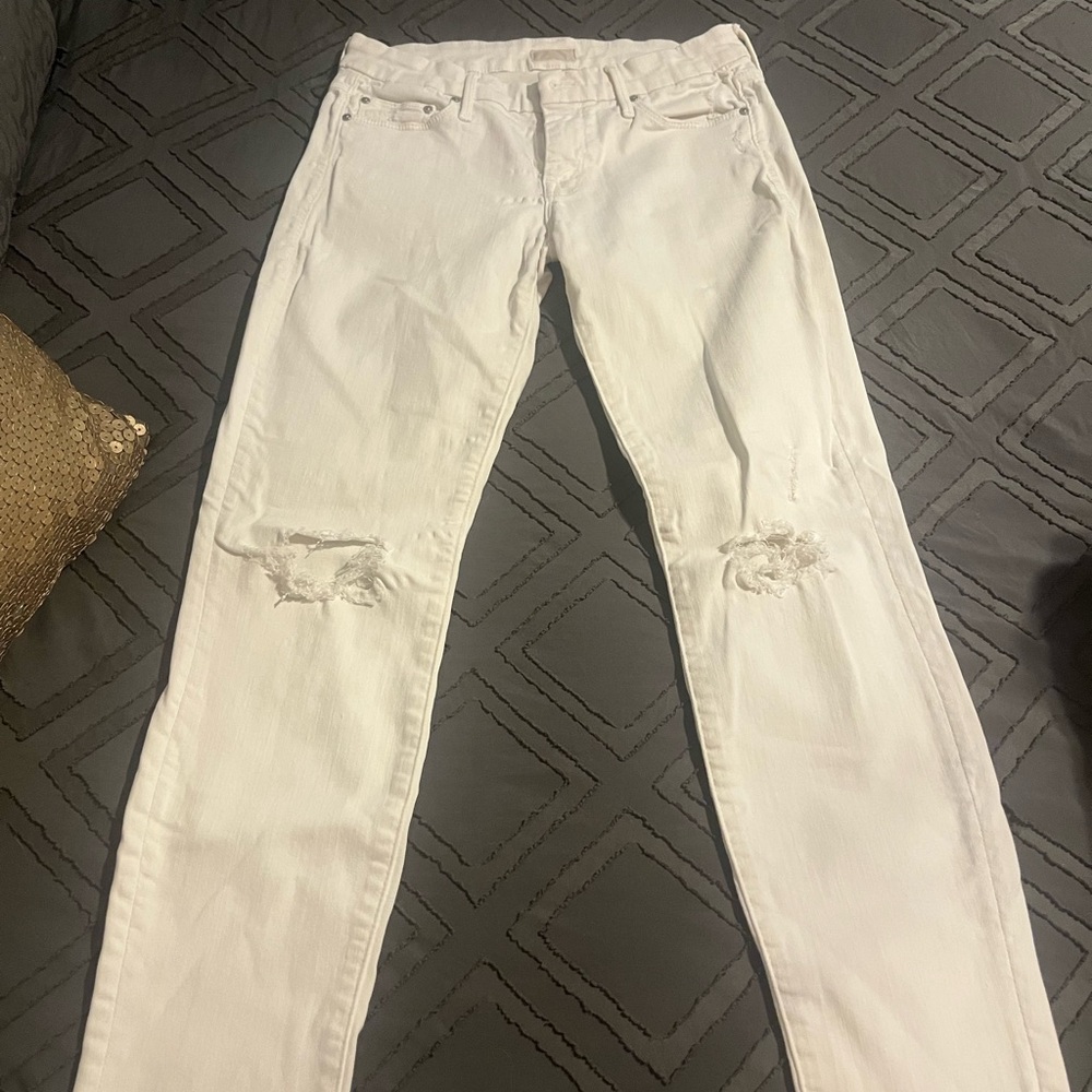 Women's White Distressed Jeans